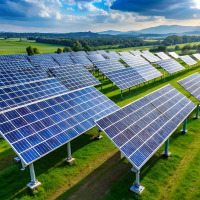 Solar panels lined up