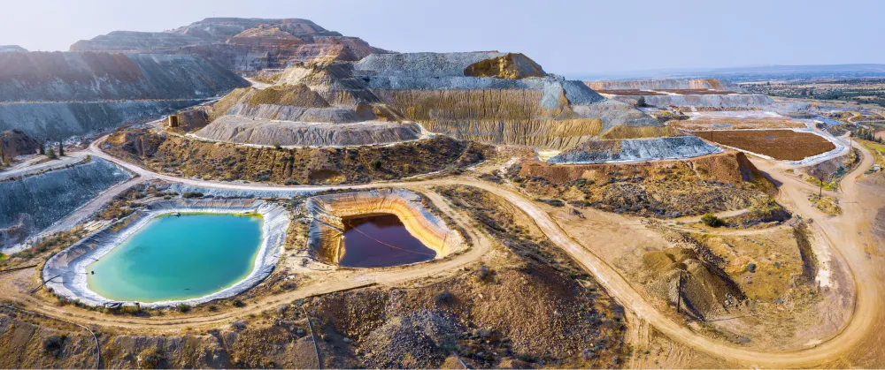 Mining and its Effects on the Environment - Aerial panorama of a copper mine in Cyprus