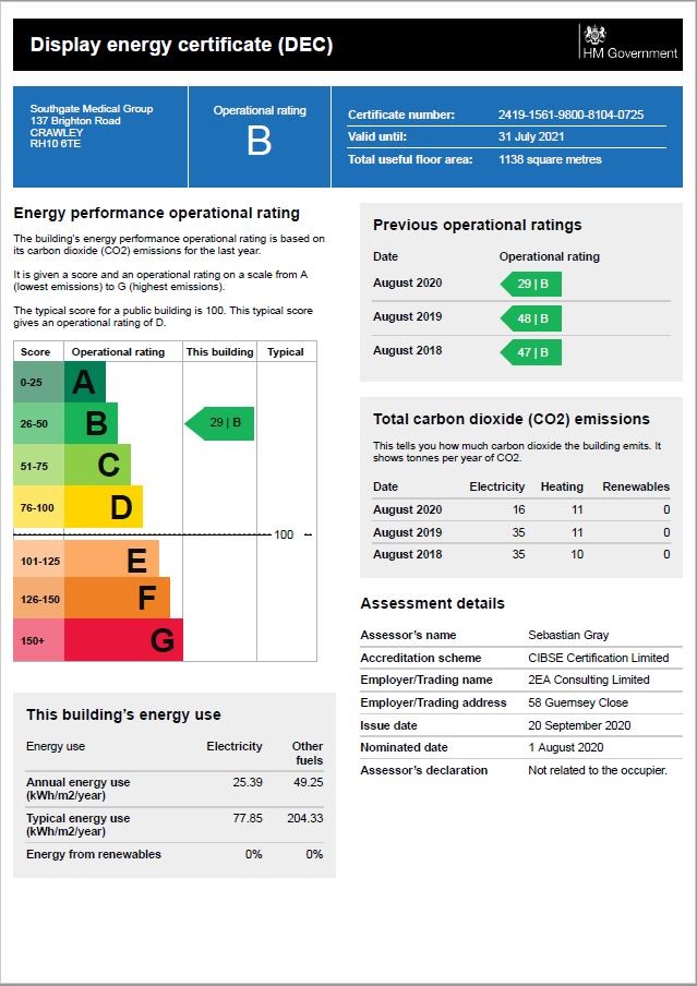 Display Energy Certificate (DEC) - Example